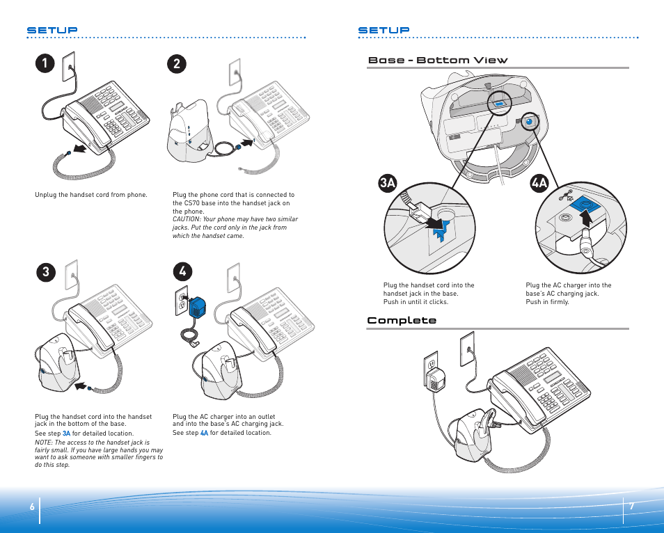 Setup, 3a 4a | Plantronics CS 70 User Manual | Page 4 / 12