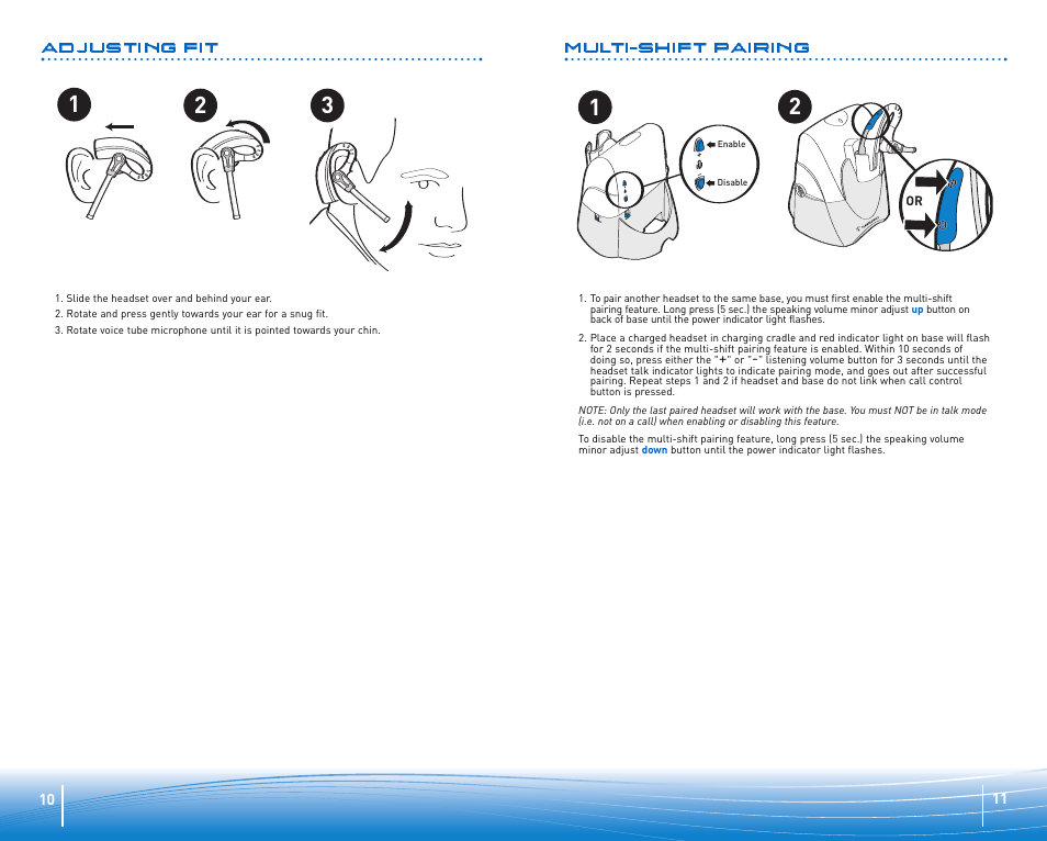 Adjusting fit multi-shift pairing | Plantronics CS 70 User Manual | Page 6 / 12