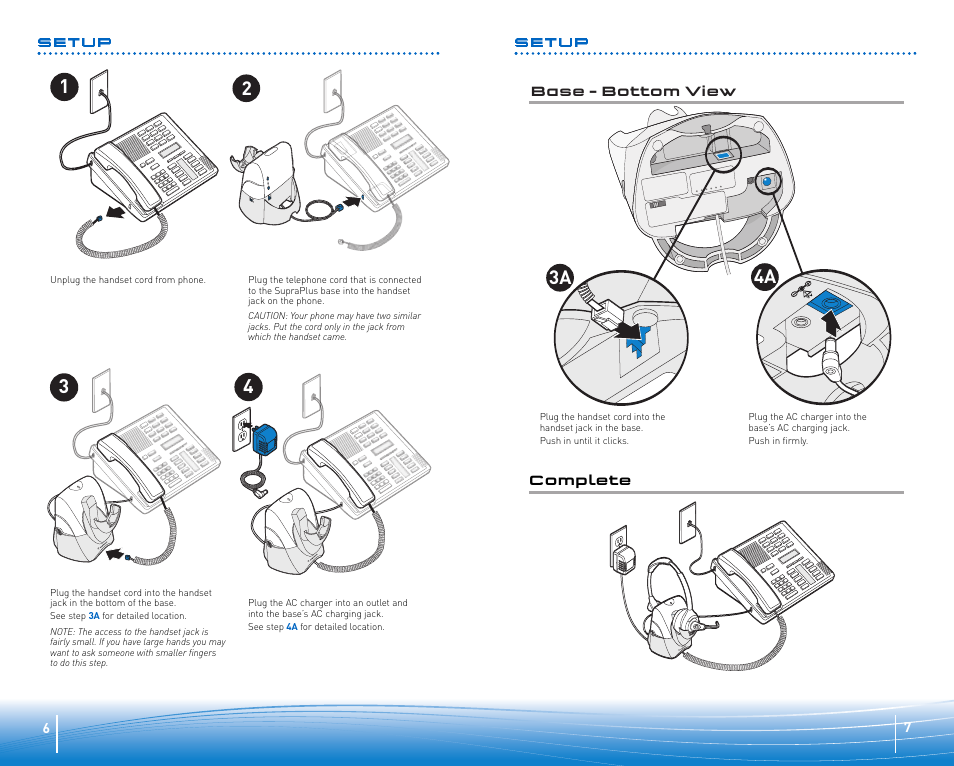 Setup, 3a 4a | Plantronics SuproPlus Headset System User Manual | Page 4 / 13