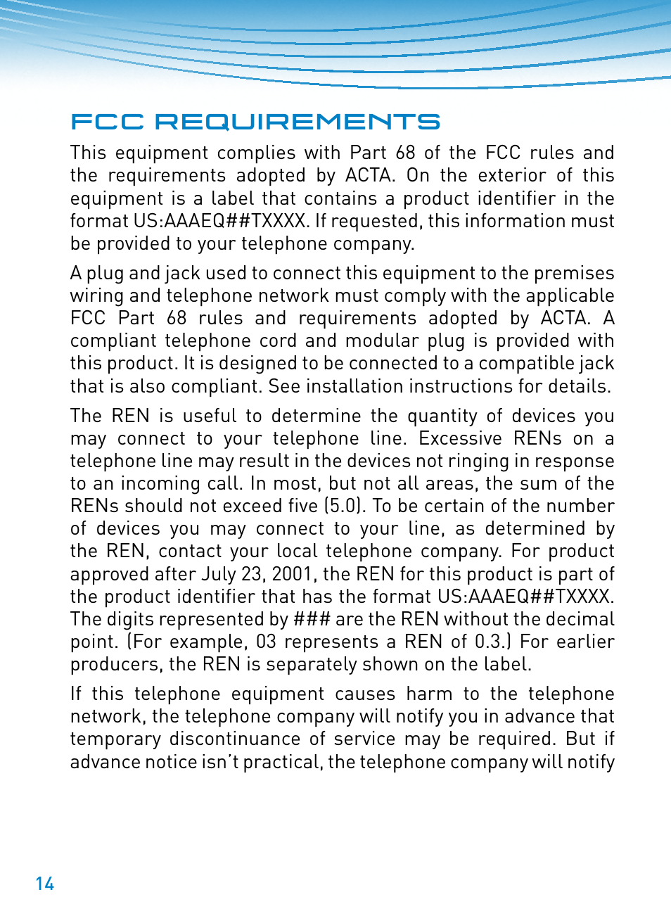 Fcc requirements | Plantronics M22 User Manual | Page 14 / 16