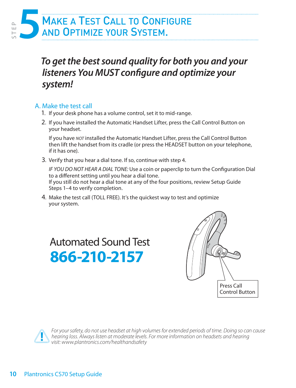 Automated sound test | Plantronics CS70 User Manual | Page 10 / 16