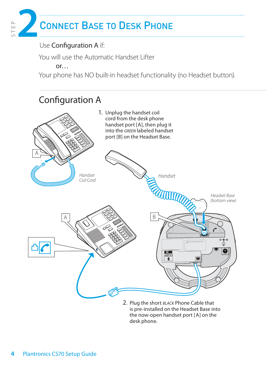 Configuration a, Onnect, Hone | Plantronics CS70 User Manual | Page 4 / 16