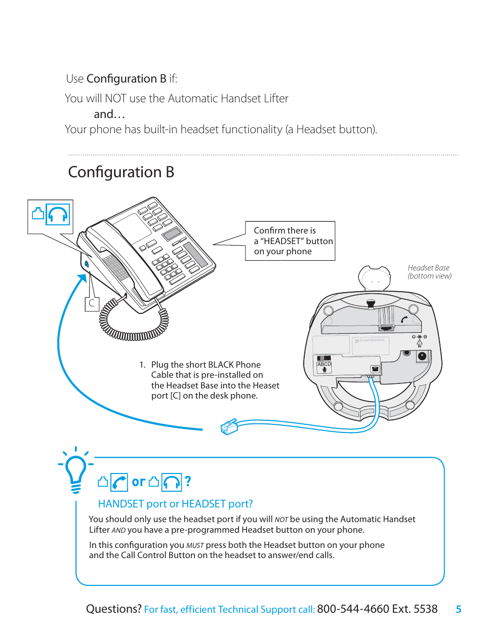 Configuration b, Questions | Plantronics CS70 User Manual | Page 5 / 16