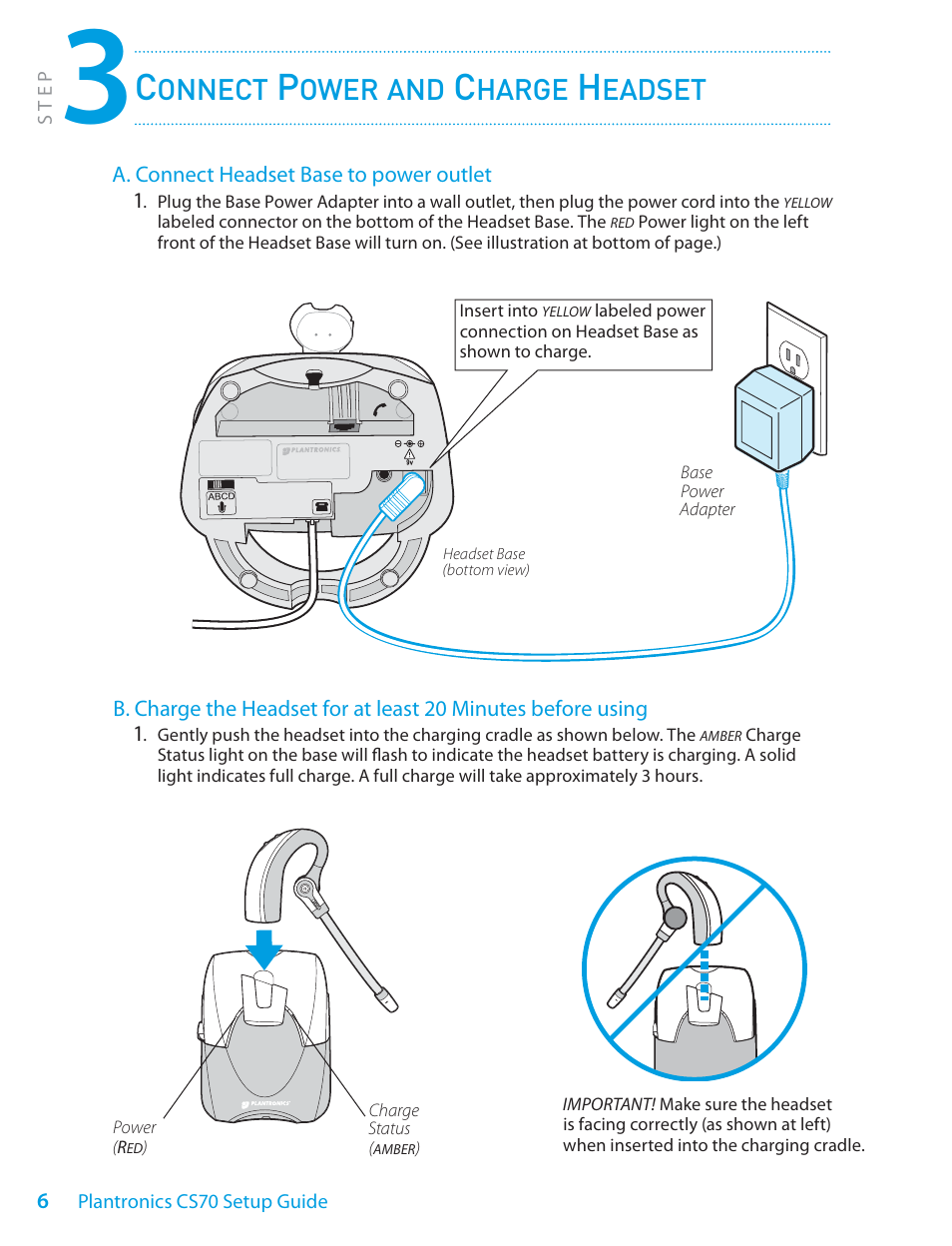 Onnect, Ower, Harge | Eadset | Plantronics CS70 User Manual | Page 6 / 16