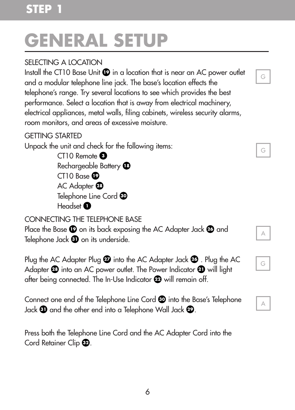 General setup, Step 1 | Plantronics CT10 User Manual | Page 11 / 136