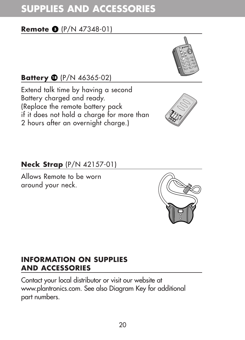 Supplies and accessories | Plantronics CT10 User Manual | Page 25 / 136