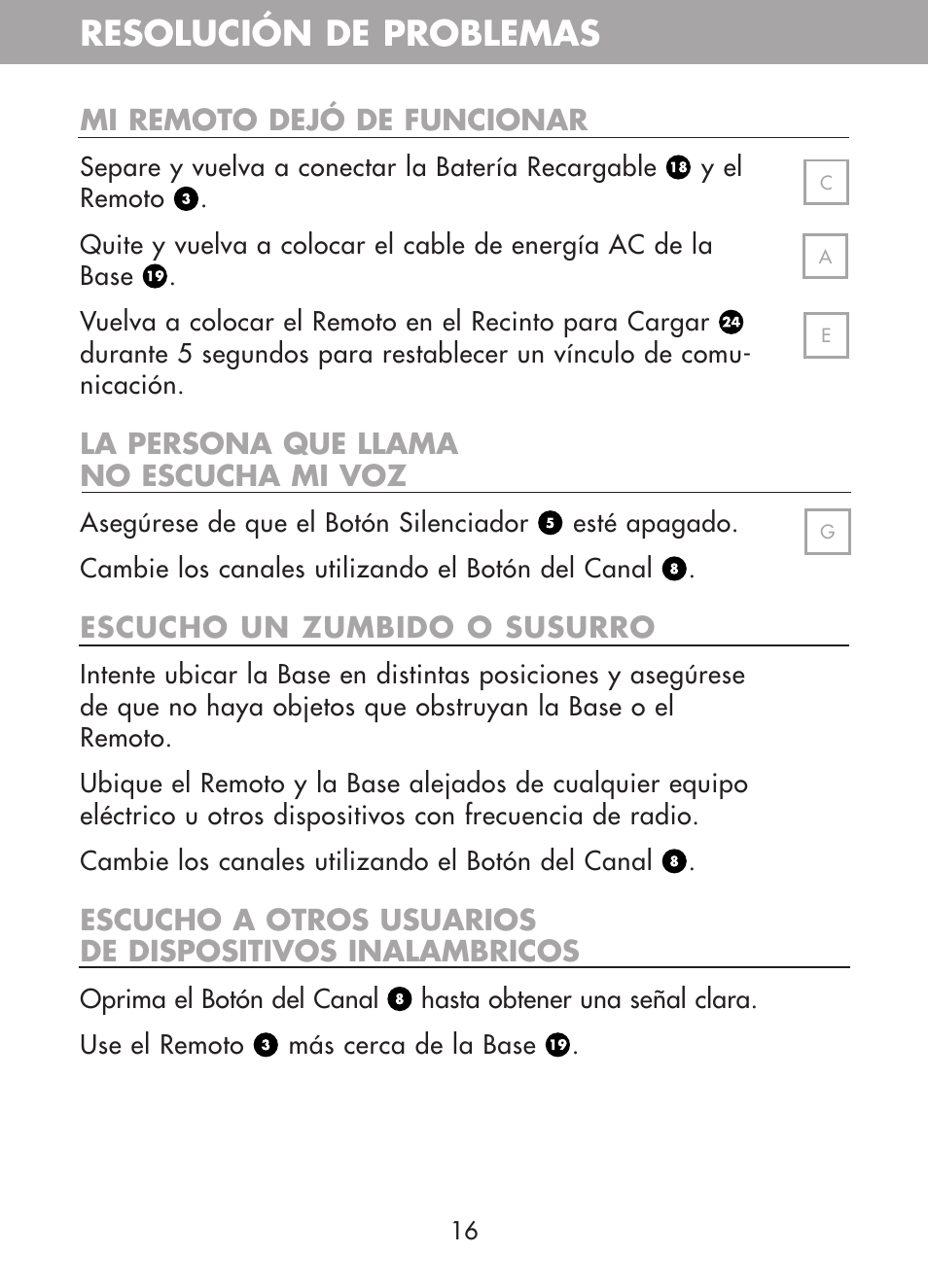 Resolución de problemas | Plantronics CT10 User Manual | Page 61 / 136