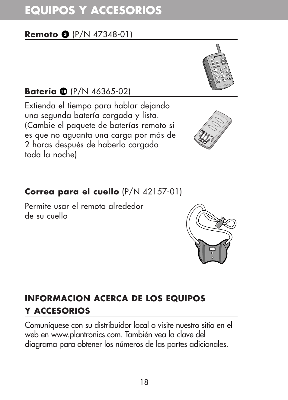 Equipos y accesorios | Plantronics CT10 User Manual | Page 63 / 136