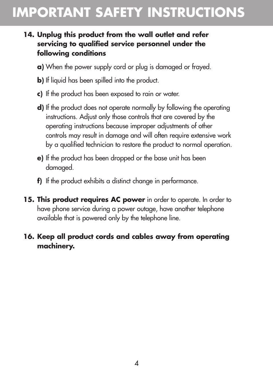 Important safety instructions | Plantronics CT10 User Manual | Page 9 / 136