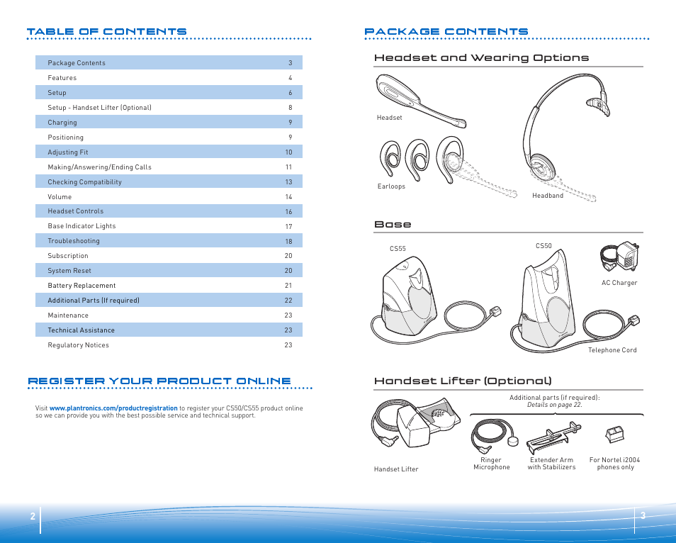 Plantronics WIRELESS OFFICE HEADSET SYSTEM CS50/55 User Manual | Page 2 / 12