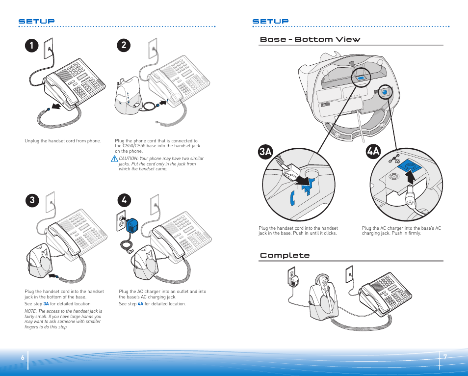 Setup | Plantronics WIRELESS OFFICE HEADSET SYSTEM CS50/55 User Manual | Page 4 / 12