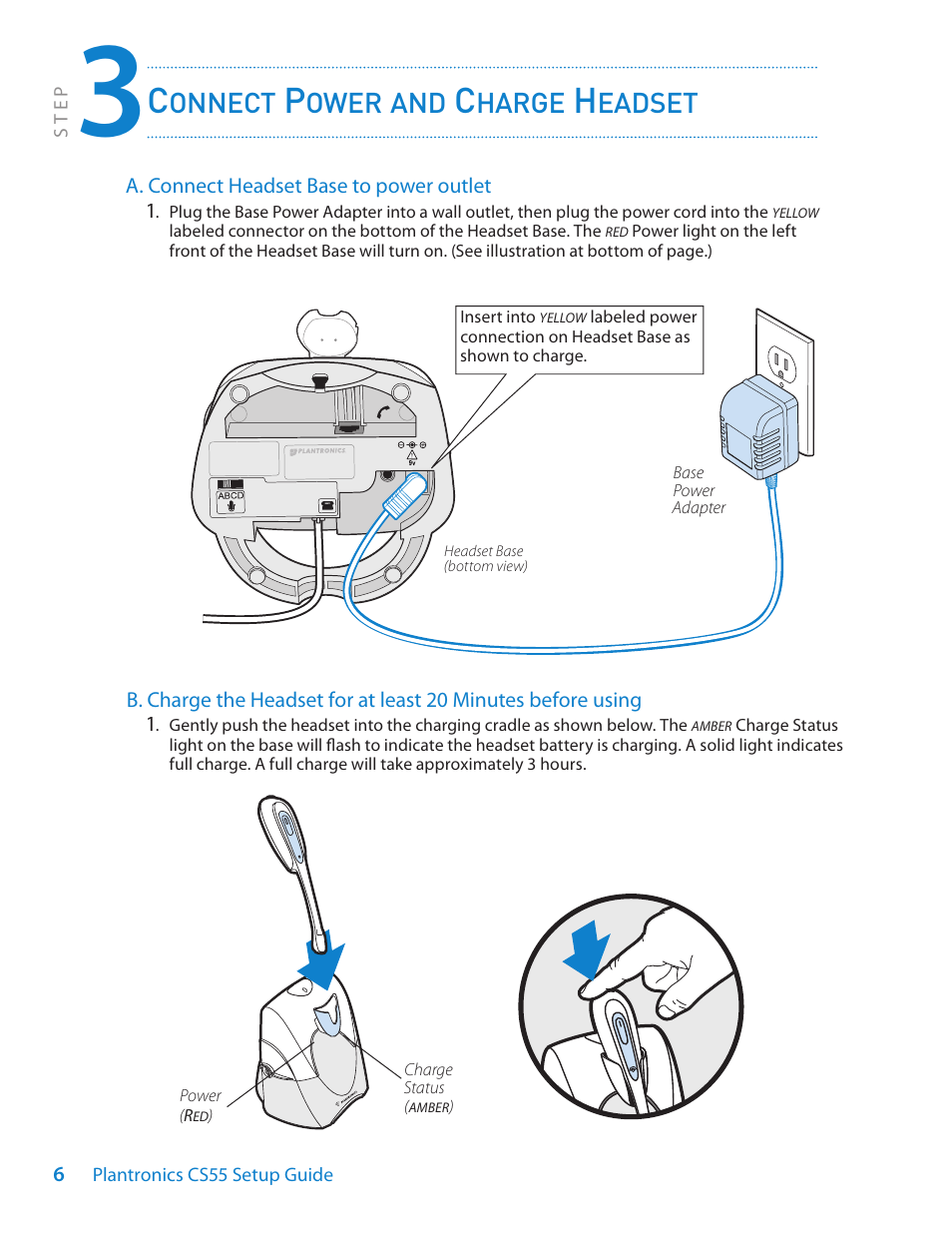 Onnect, Ower, Harge | Eadset | Plantronics CS55 Series User Manual | Page 6 / 16