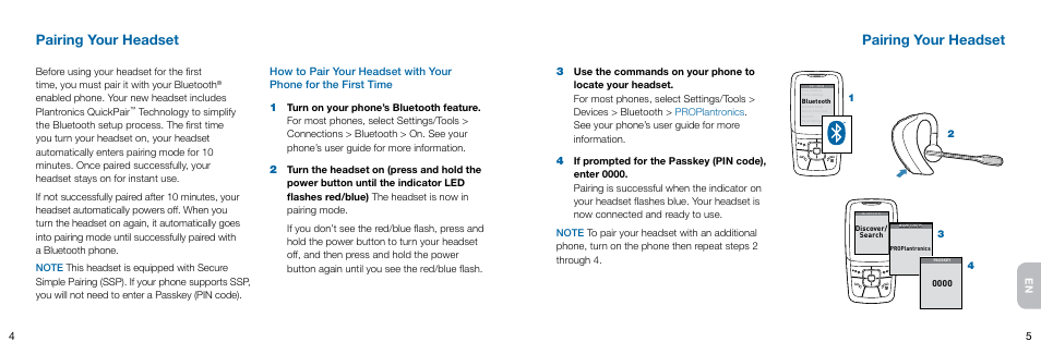 Pairing your headset | Plantronics Voyager User Manual | Page 5 / 10