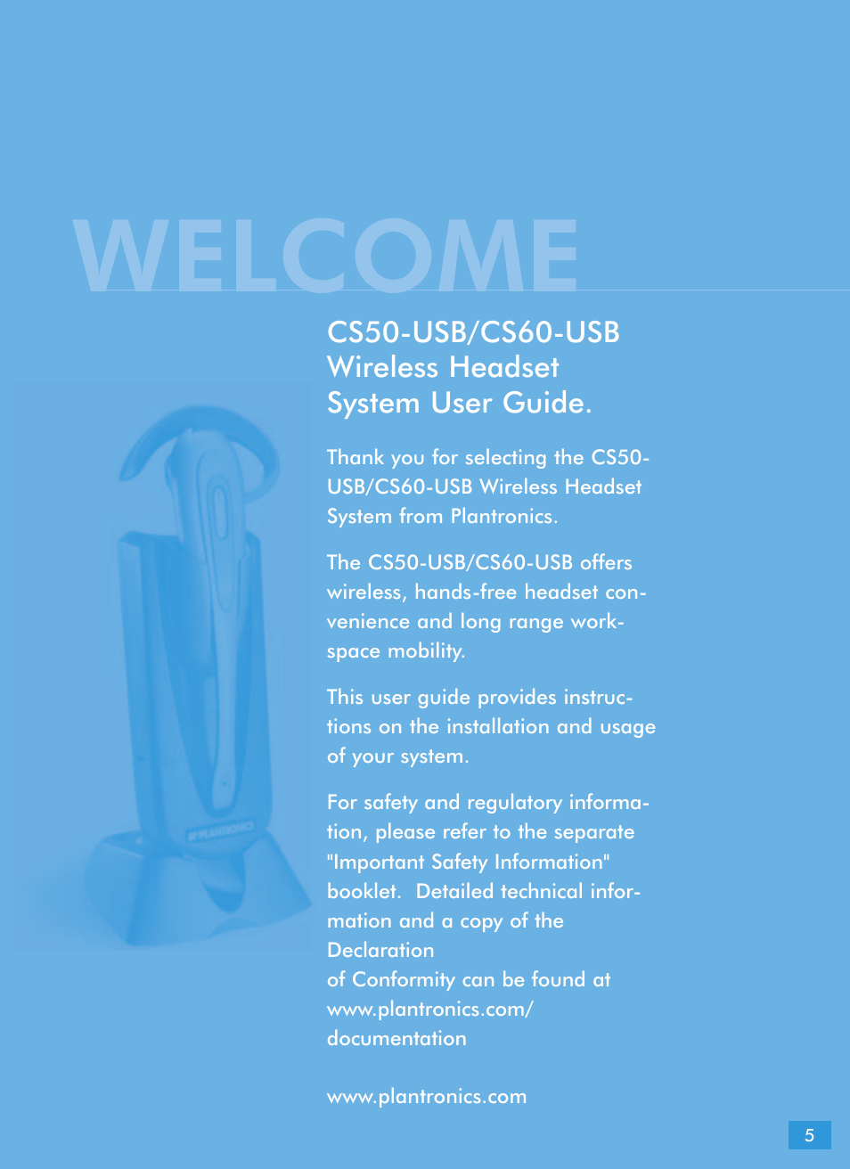 Welcome | Plantronics CS60 User Manual | Page 6 / 21