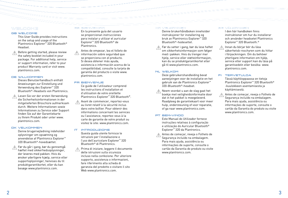 Plantronics Explorer 320 User Manual | Page 2 / 21