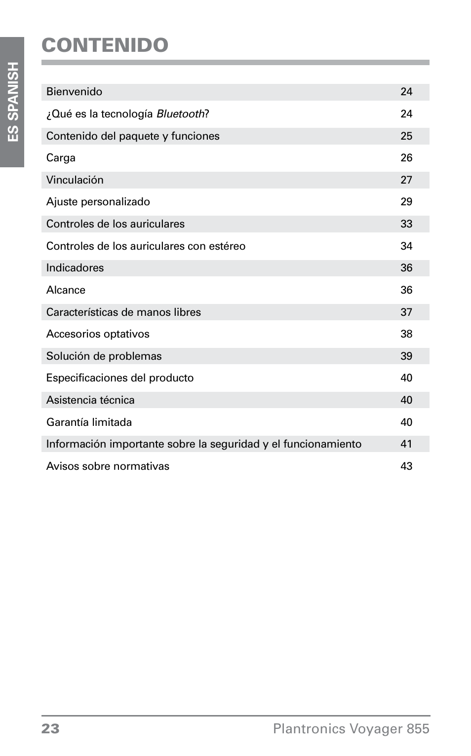 Plantronics VOYAGER855 User Manual | Page 23 / 44