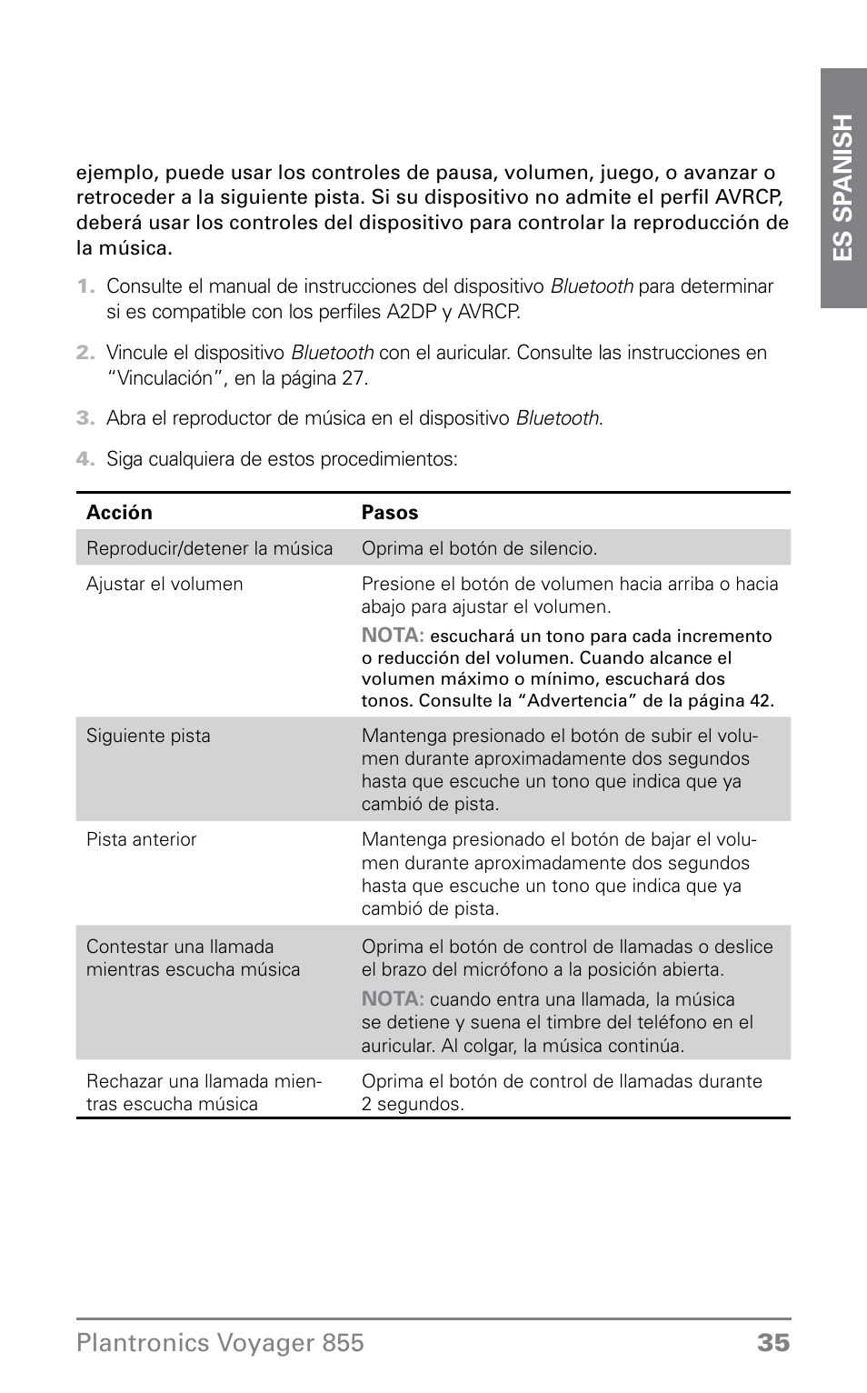 Plantronics VOYAGER855 User Manual | Page 35 / 44