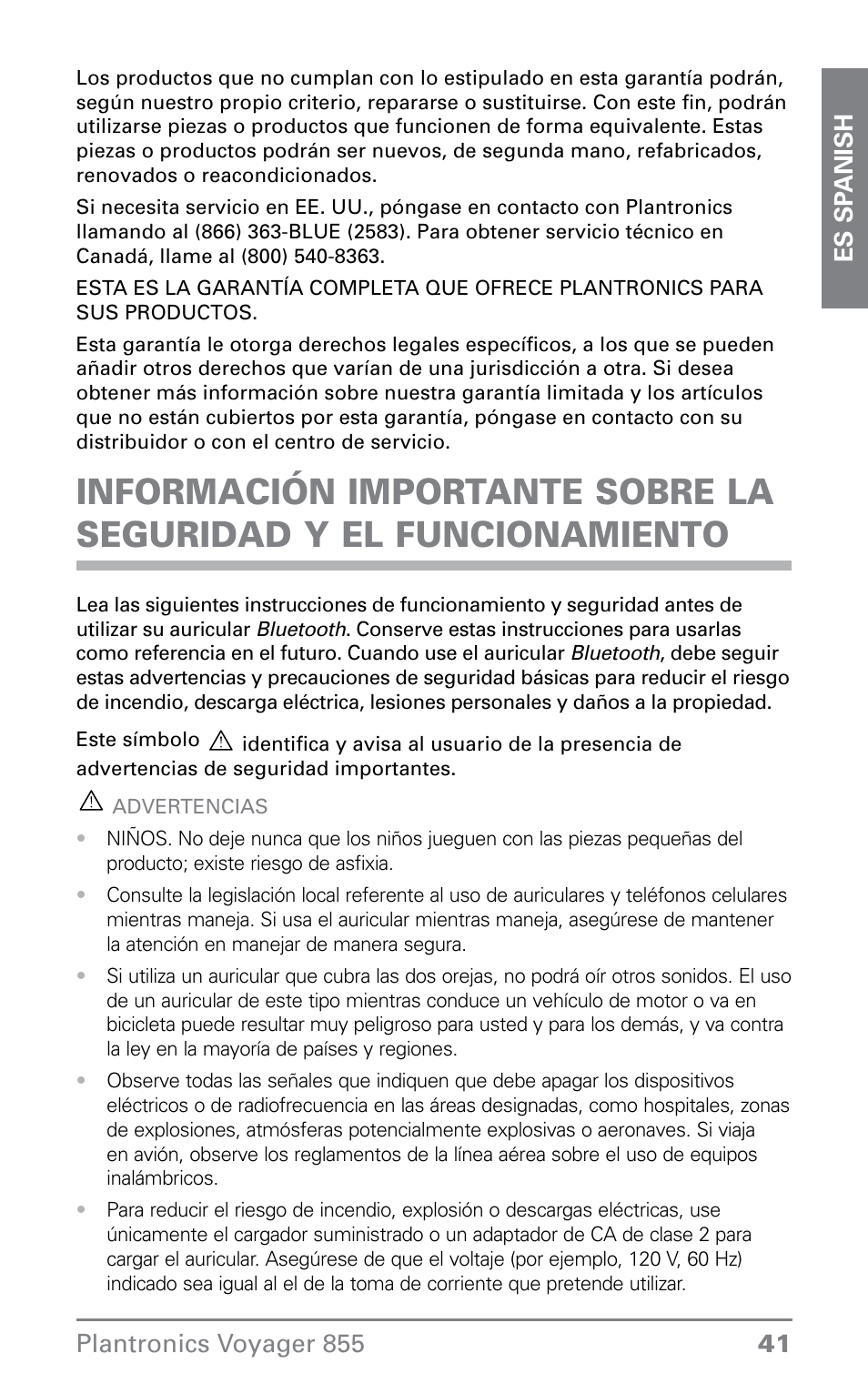 Plantronics VOYAGER855 User Manual | Page 41 / 44