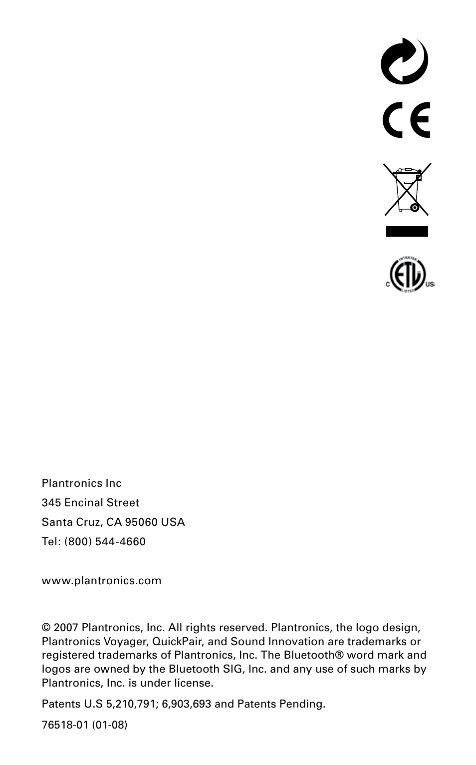 Plantronics VOYAGER855 User Manual | Page 44 / 44