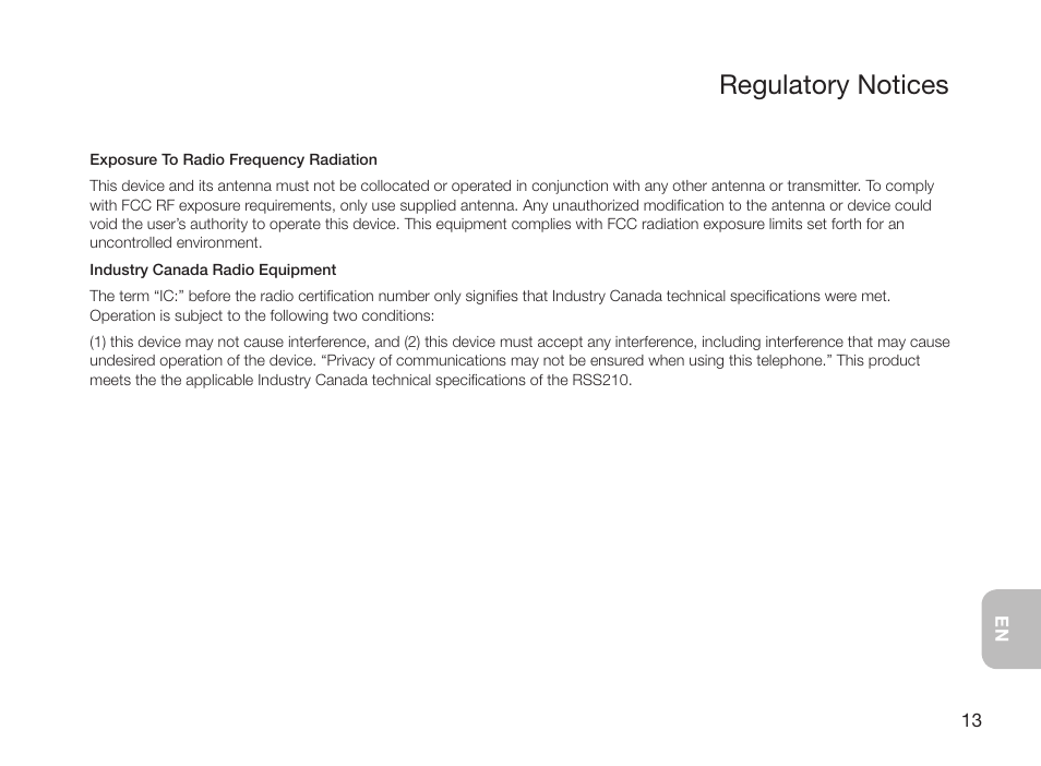 Regulatory notices | Plantronics 995 User Manual | Page 17 / 19