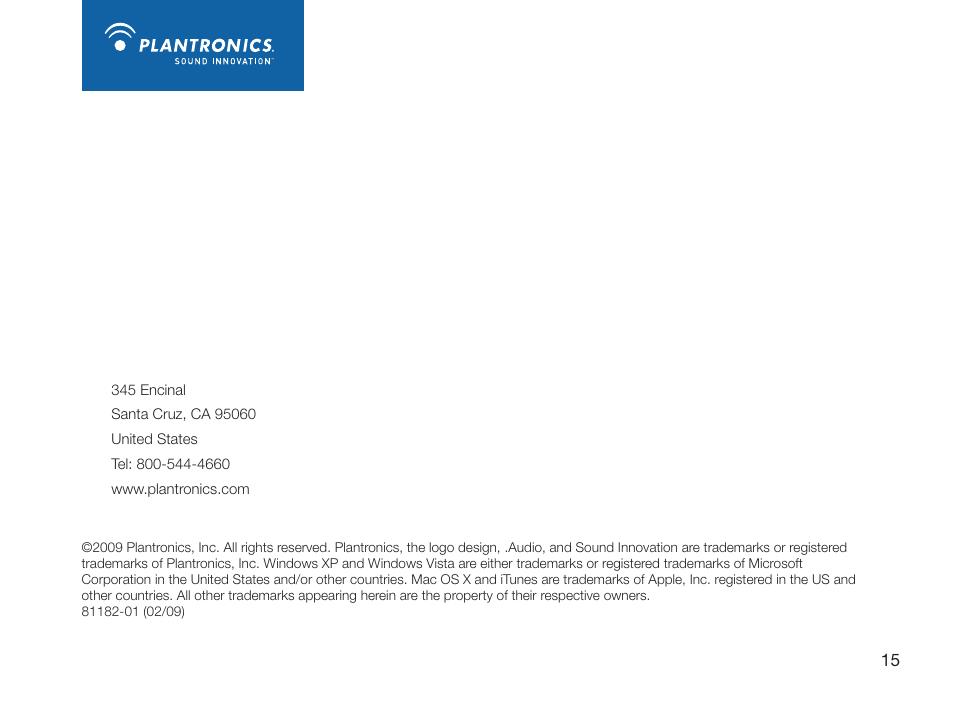 Plantronics 995 User Manual | Page 19 / 19