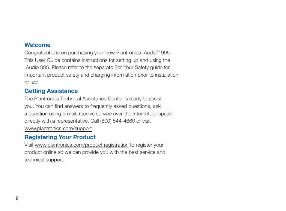 Plantronics 995 User Manual | Page 2 / 19