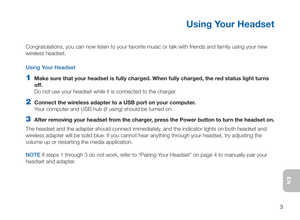 Using your headset | Plantronics 995 User Manual | Page 7 / 19