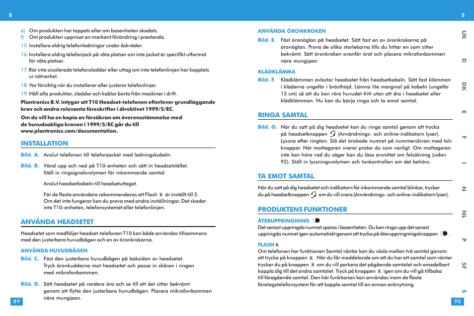 Plantronics T10 User Manual | Page 45 / 47