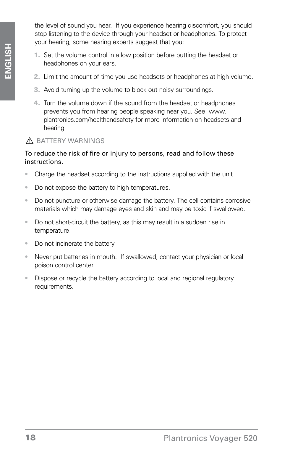 Plantronics Voyager 520 User Manual | Page 18 / 38