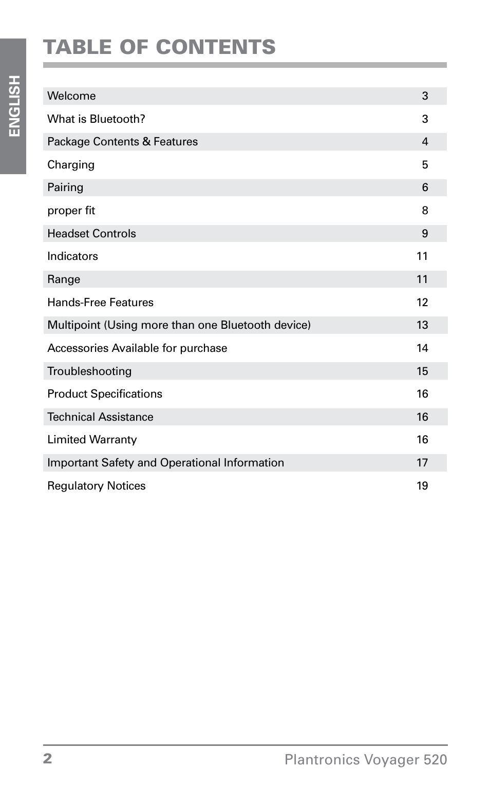 Plantronics Voyager 520 User Manual | Page 2 / 38