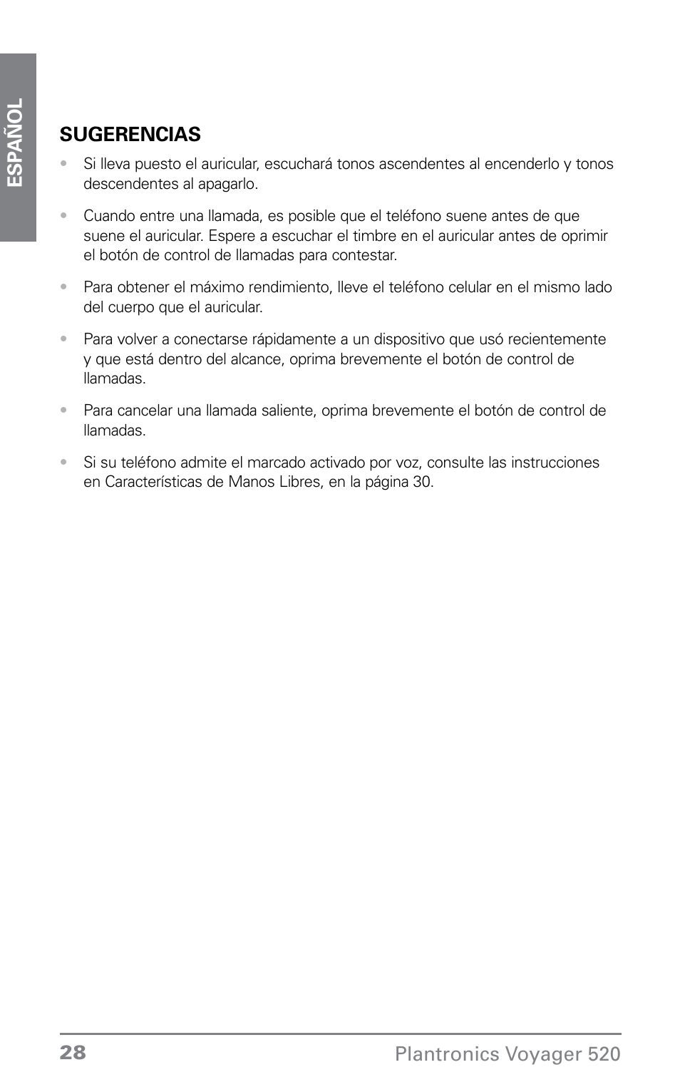 Plantronics Voyager 520 User Manual | Page 28 / 38