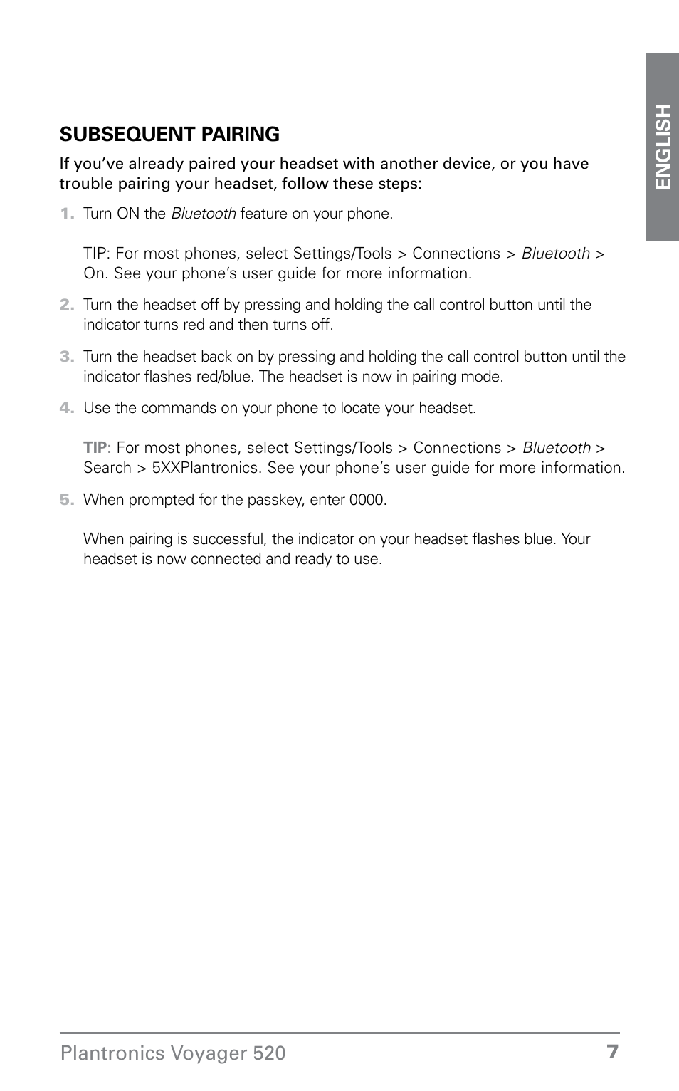 Plantronics Voyager 520 User Manual | Page 7 / 38
