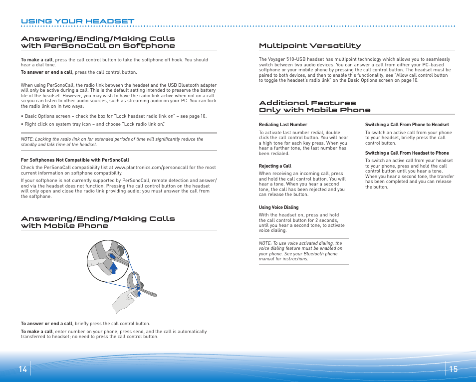 Plantronics Voyager 510 User Manual | Page 8 / 11