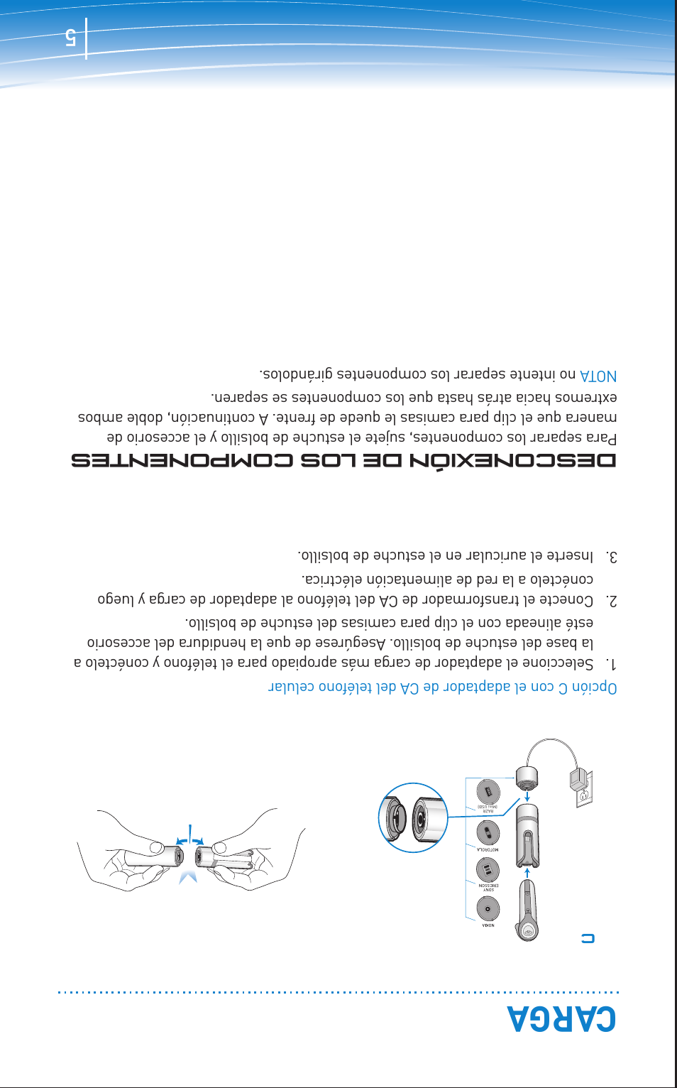 Carg a, Desconexión de los componentes | Plantronics Discovery 645 User Manual | Page 28 / 32