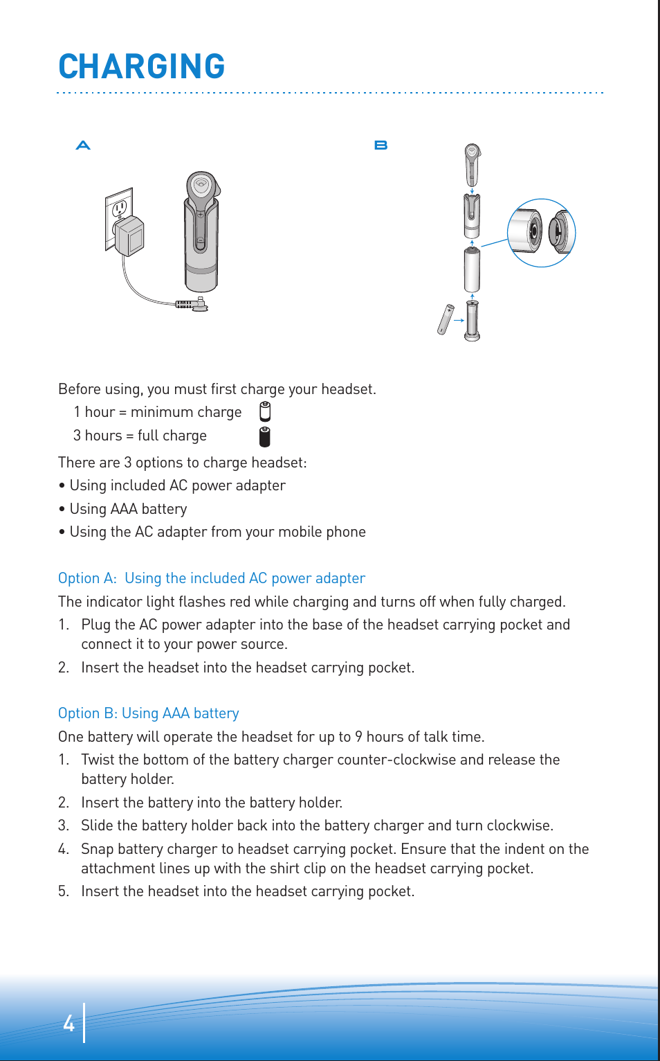 Charging | Plantronics Discovery 645 User Manual | Page 4 / 32