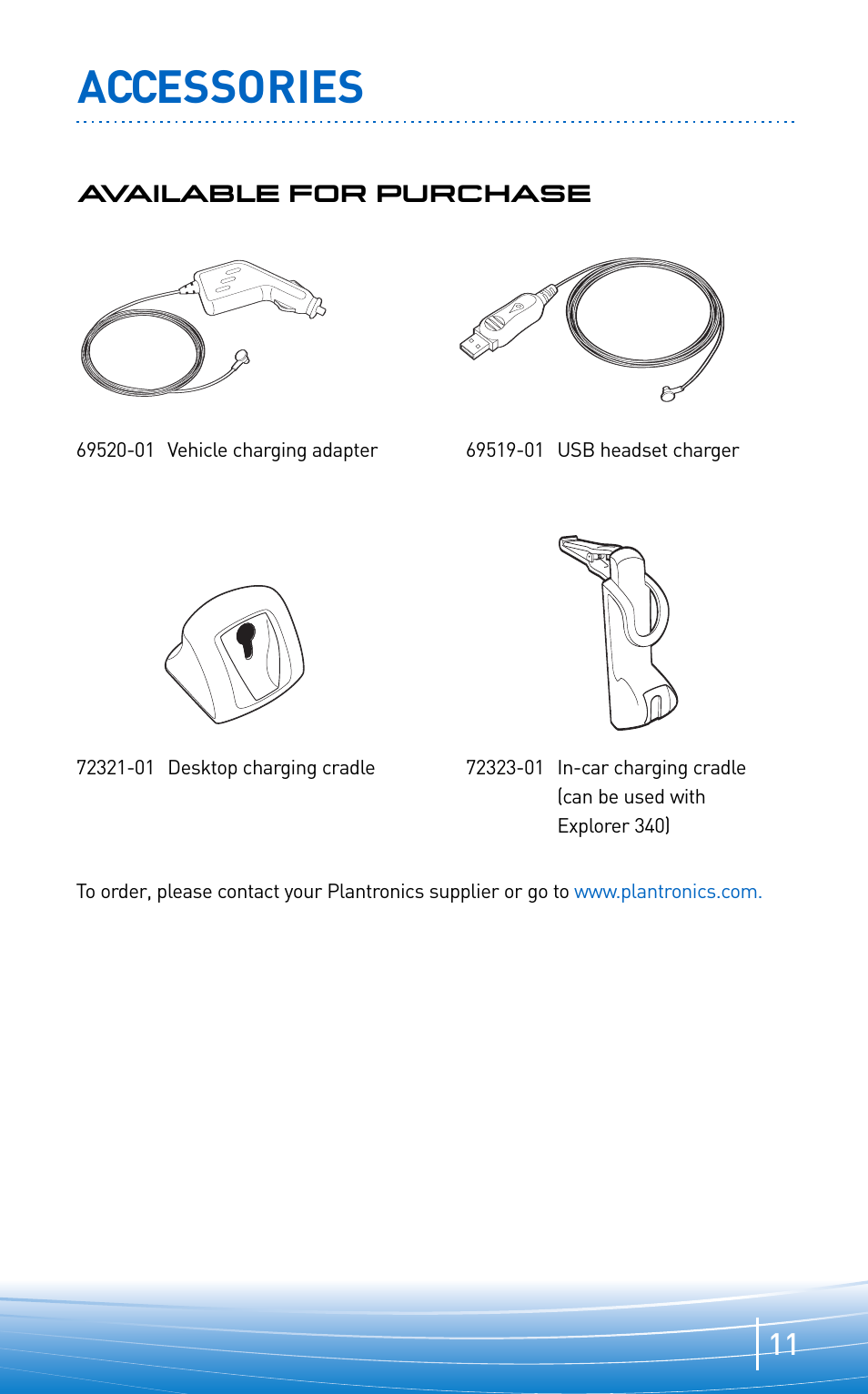 Accessories | Plantronics EXPLORER 300 User Manual | Page 11 / 32