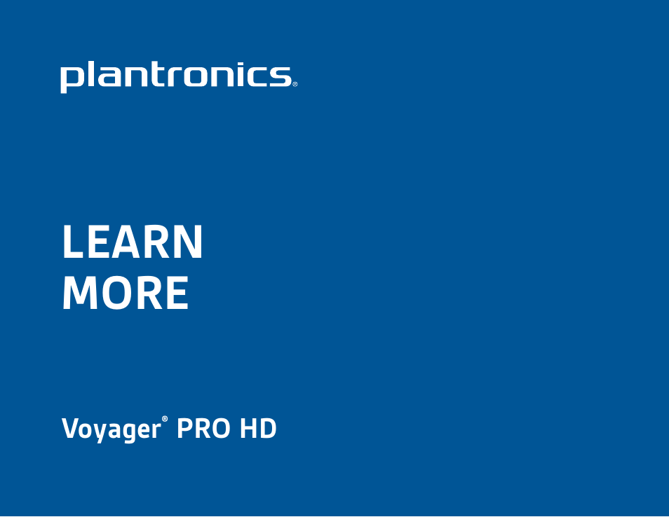 Plantronics Voyager PRO HD User Manual | 10 pages