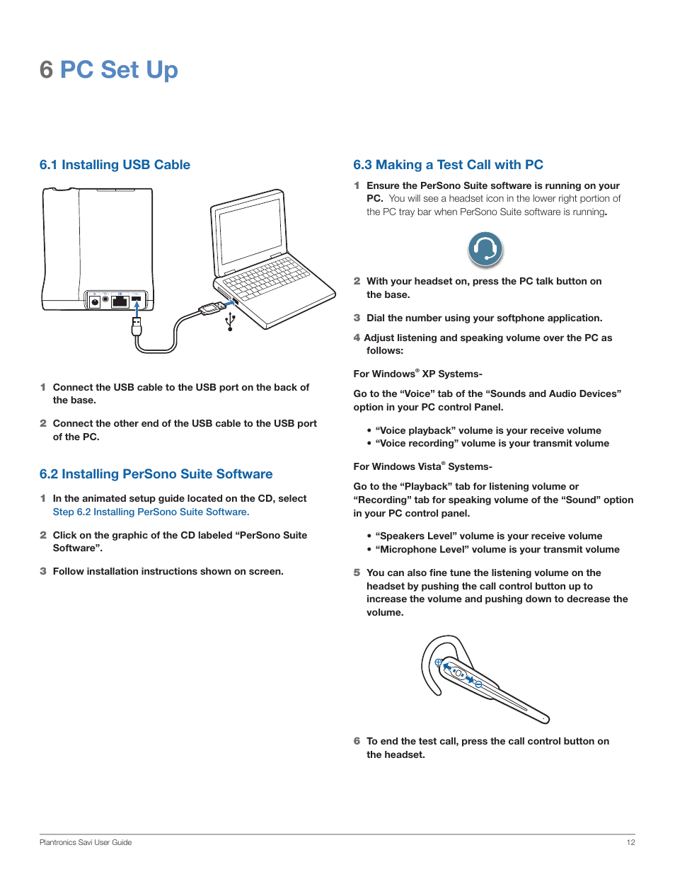 6pc set up | Plantronics Wireless Headset System WO100 User Manual | Page 12 / 28