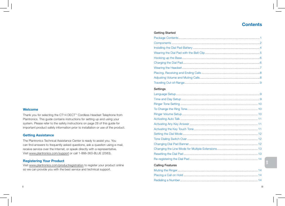 Plantronics CT14 User Manual | Page 2 / 37