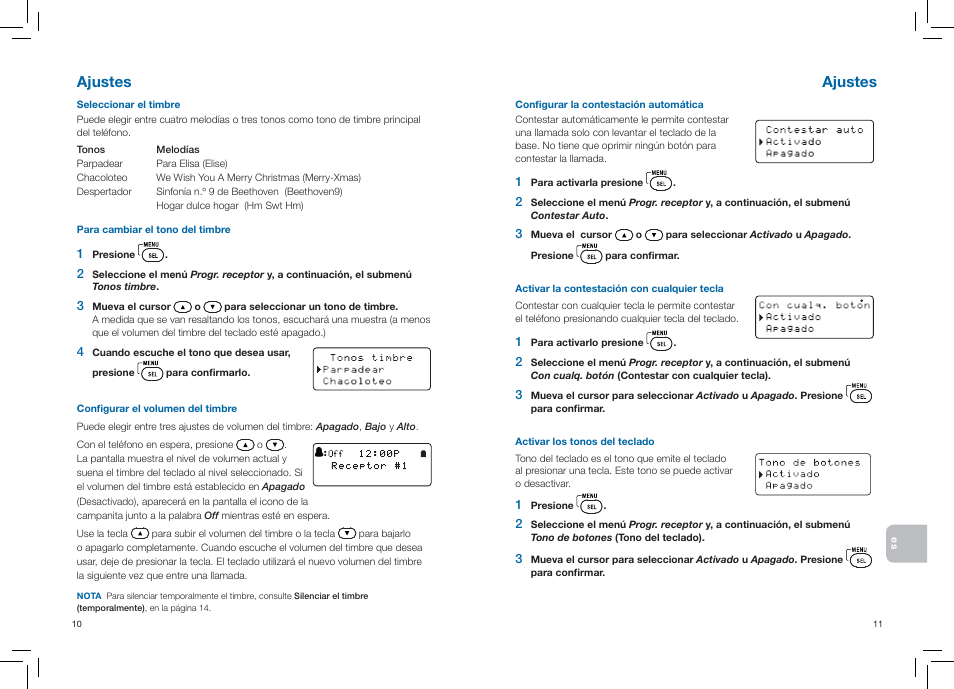 Ajustes | Plantronics CT14 User Manual | Page 26 / 37