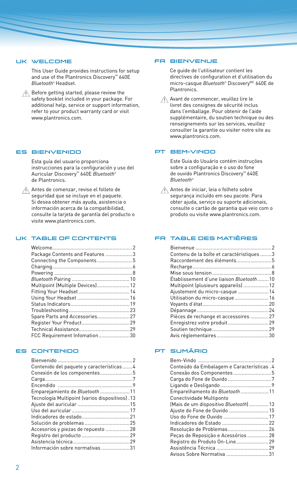 Plantronics 640E User Manual | Page 2 / 32