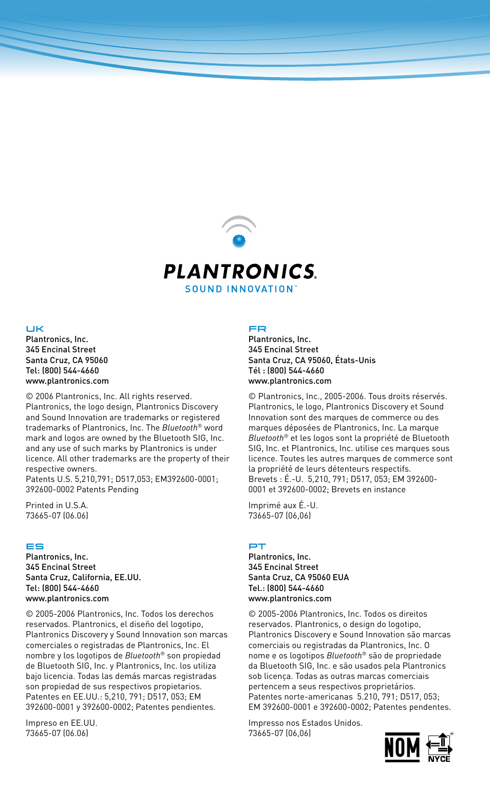 Plantronics 640E User Manual | Page 32 / 32