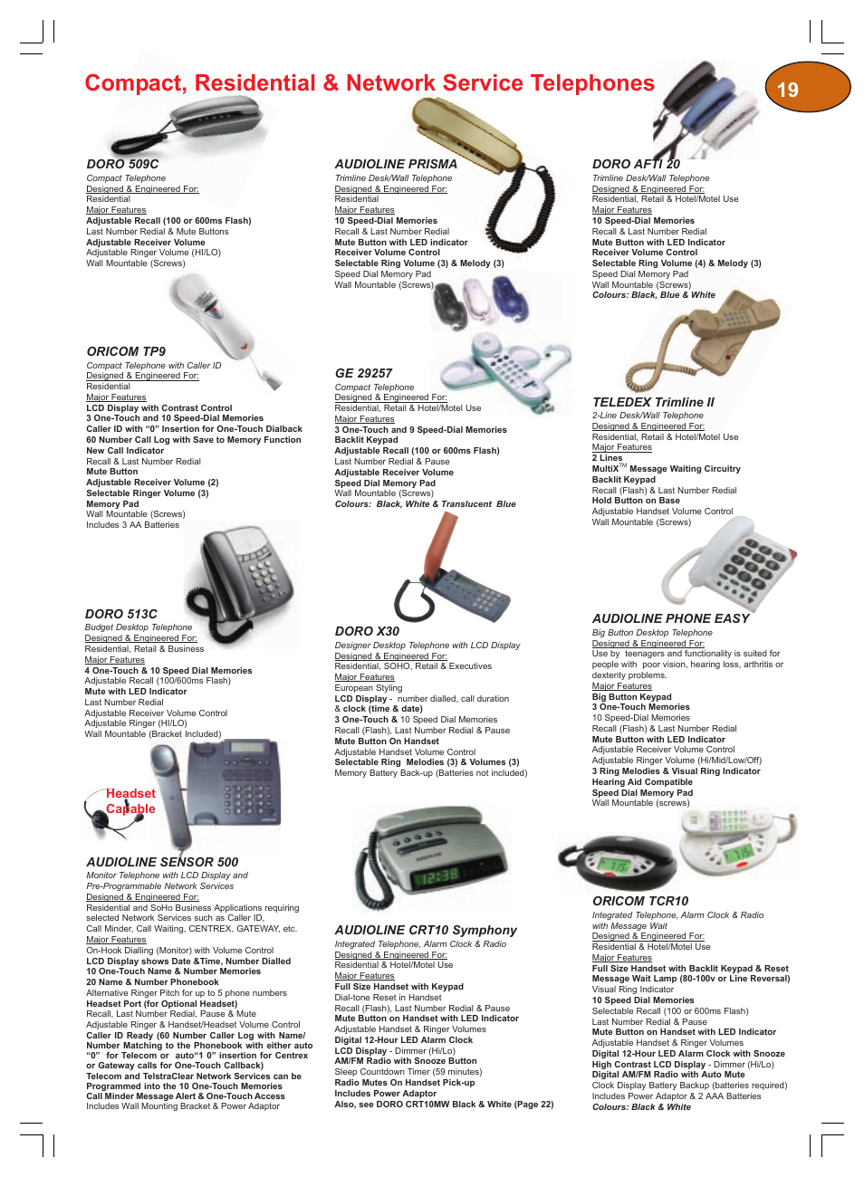 Compact, residential & network service telephones | Plantronics Winter 2006 User Manual | Page 19 / 32