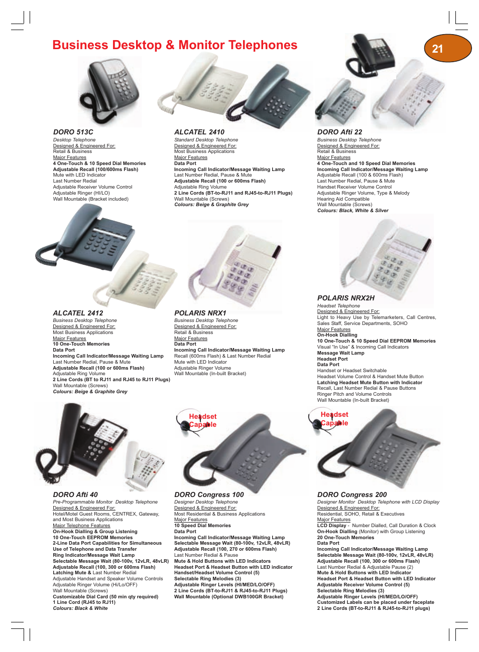 Business desktop & monitor telephones | Plantronics Winter 2006 User Manual | Page 21 / 32