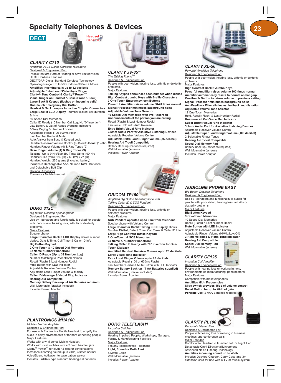 Specialty telephones & devices, Dect | Plantronics Winter 2006 User Manual | Page 23 / 32