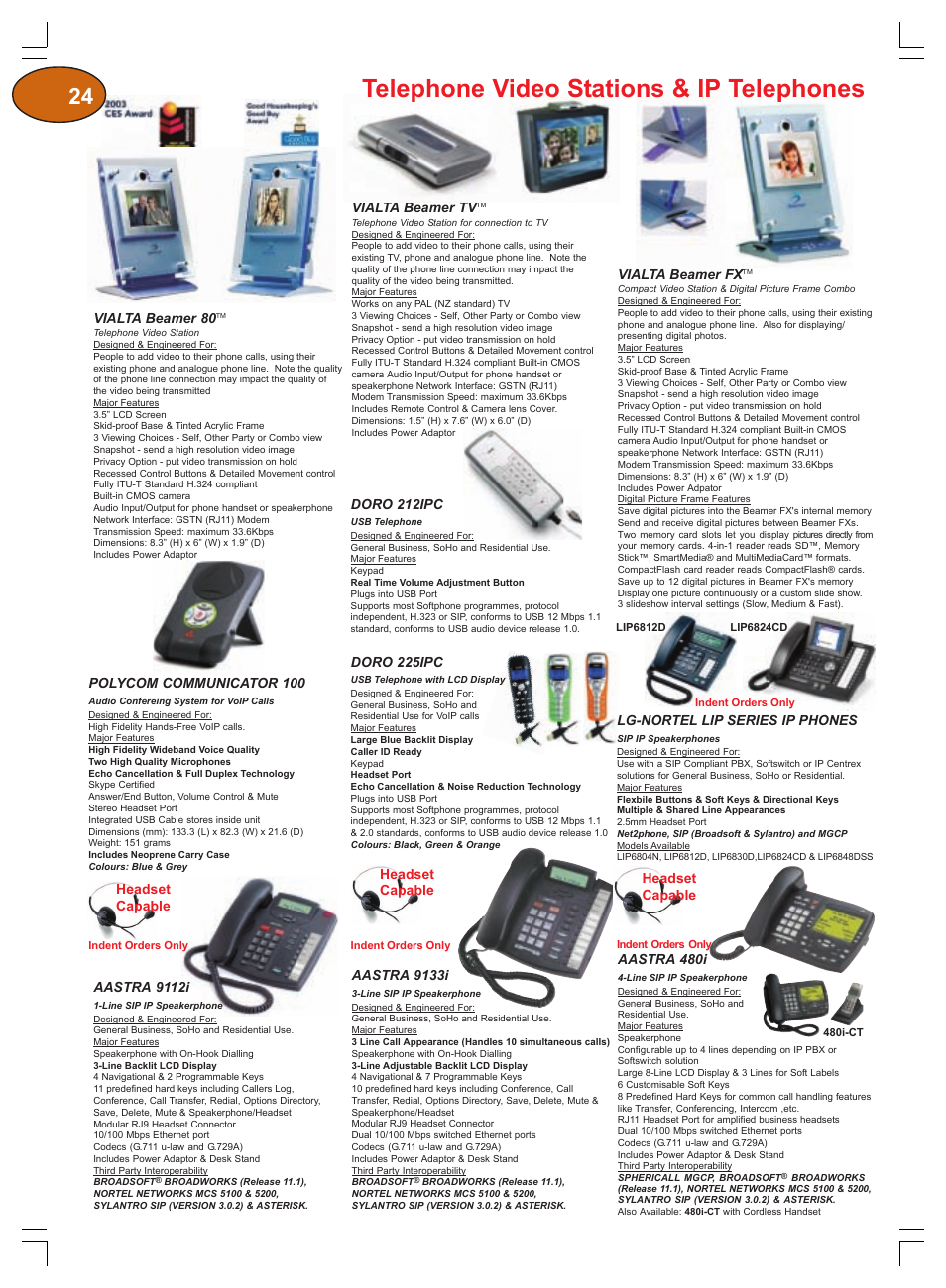 Telephone video stations & ip telephones | Plantronics Winter 2006 User Manual | Page 24 / 32
