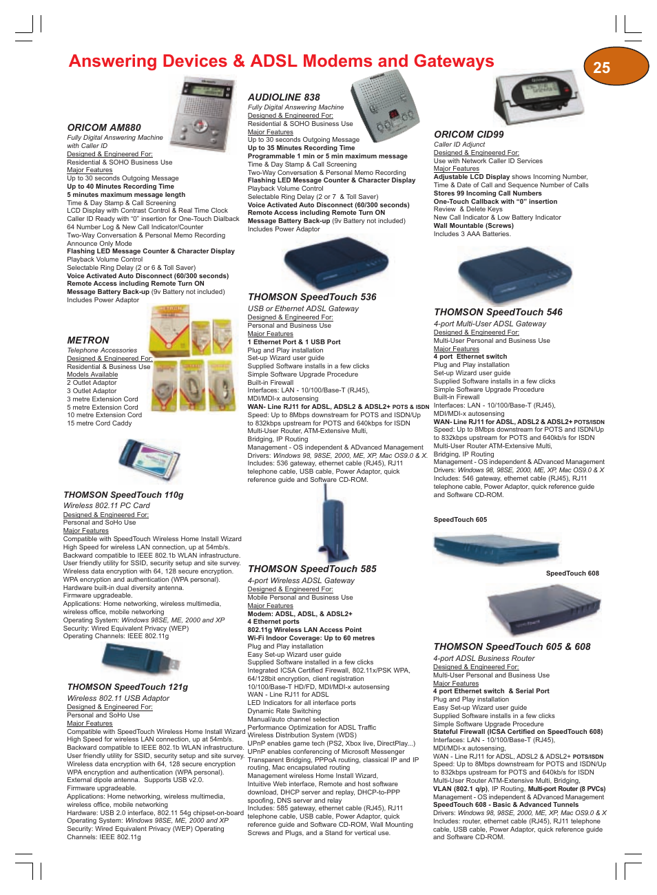 Answering devices & adsl modems and gateways | Plantronics Winter 2006 User Manual | Page 25 / 32