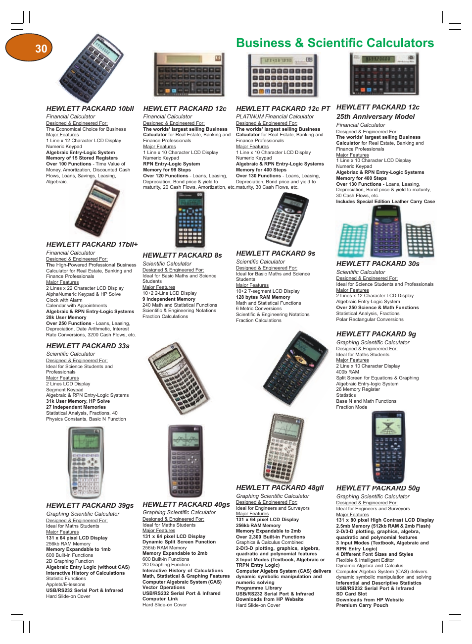 Business & scientific calculators | Plantronics Winter 2006 User Manual | Page 30 / 32