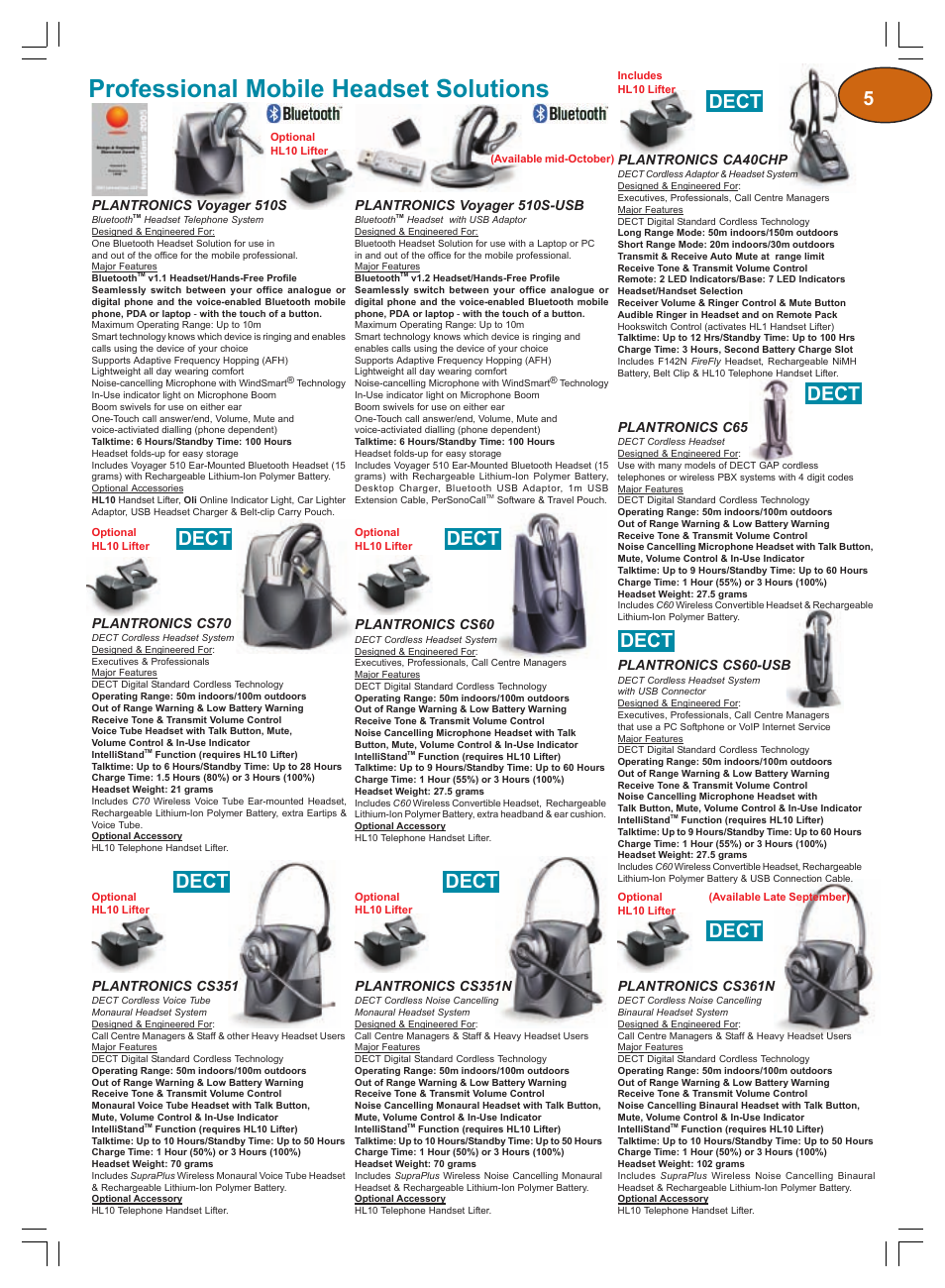 Professional mobile headset solutions, Dect | Plantronics Winter 2006 User Manual | Page 5 / 32