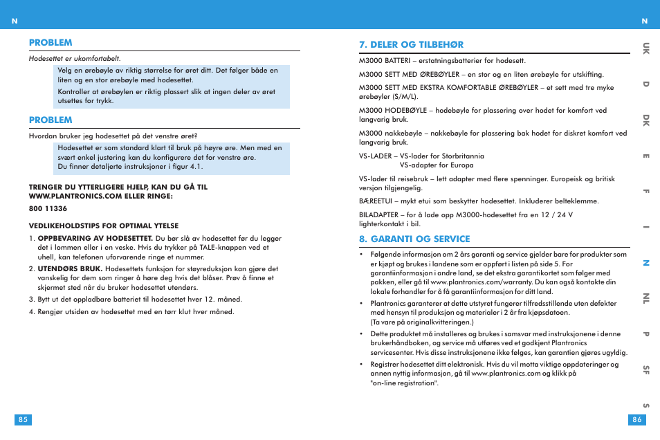 Plantronics M 3000 User Manual | Page 43 / 69